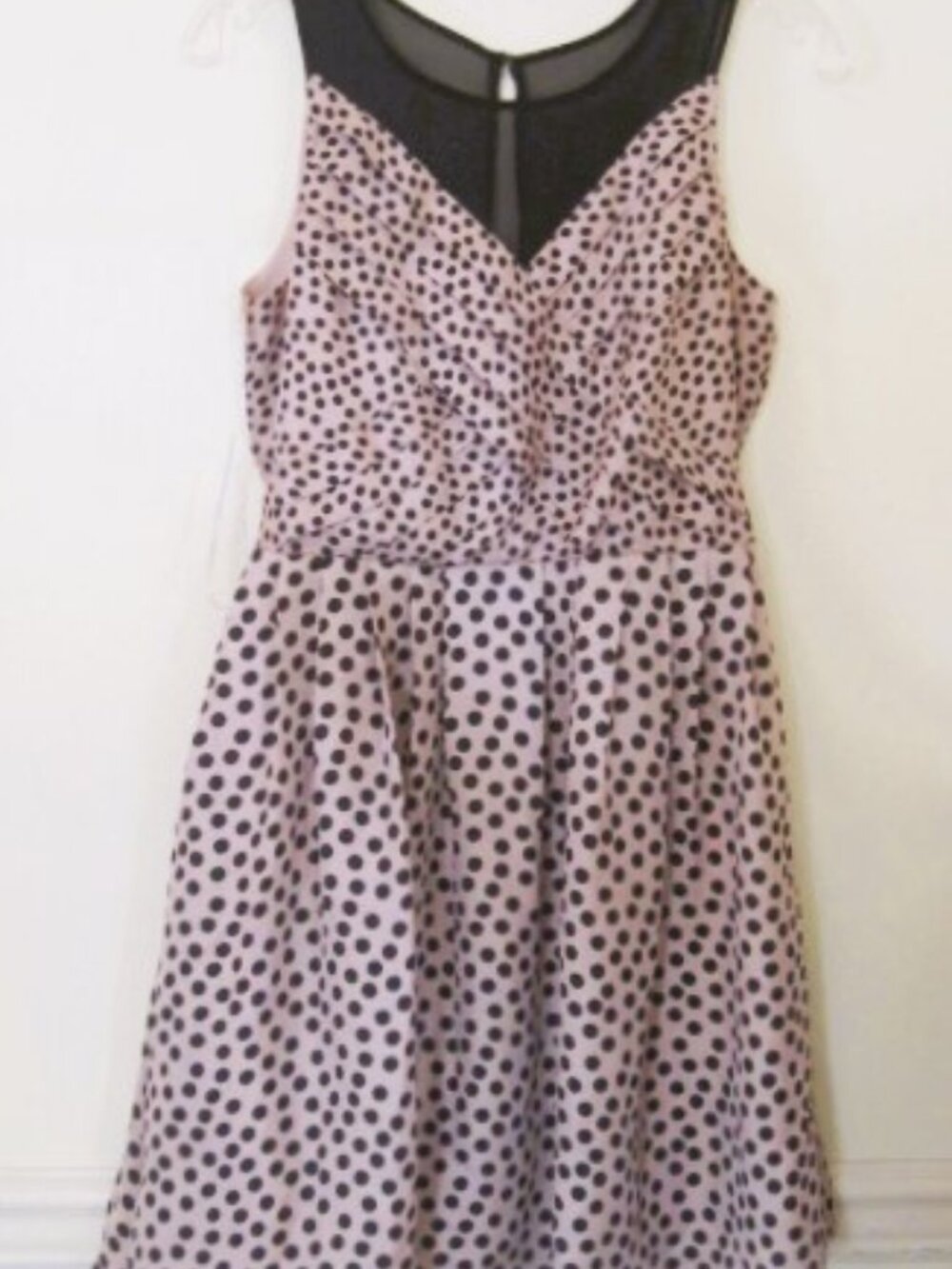 LAUREN CONRAD~Women's Size 2 Black/Beige Poka Dot Dress Sleeveless Lined-Zipper
